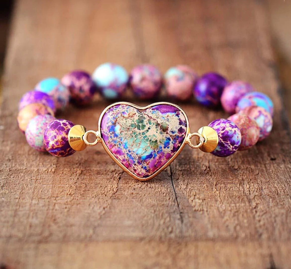 Purple Jasper Heart Bracelet