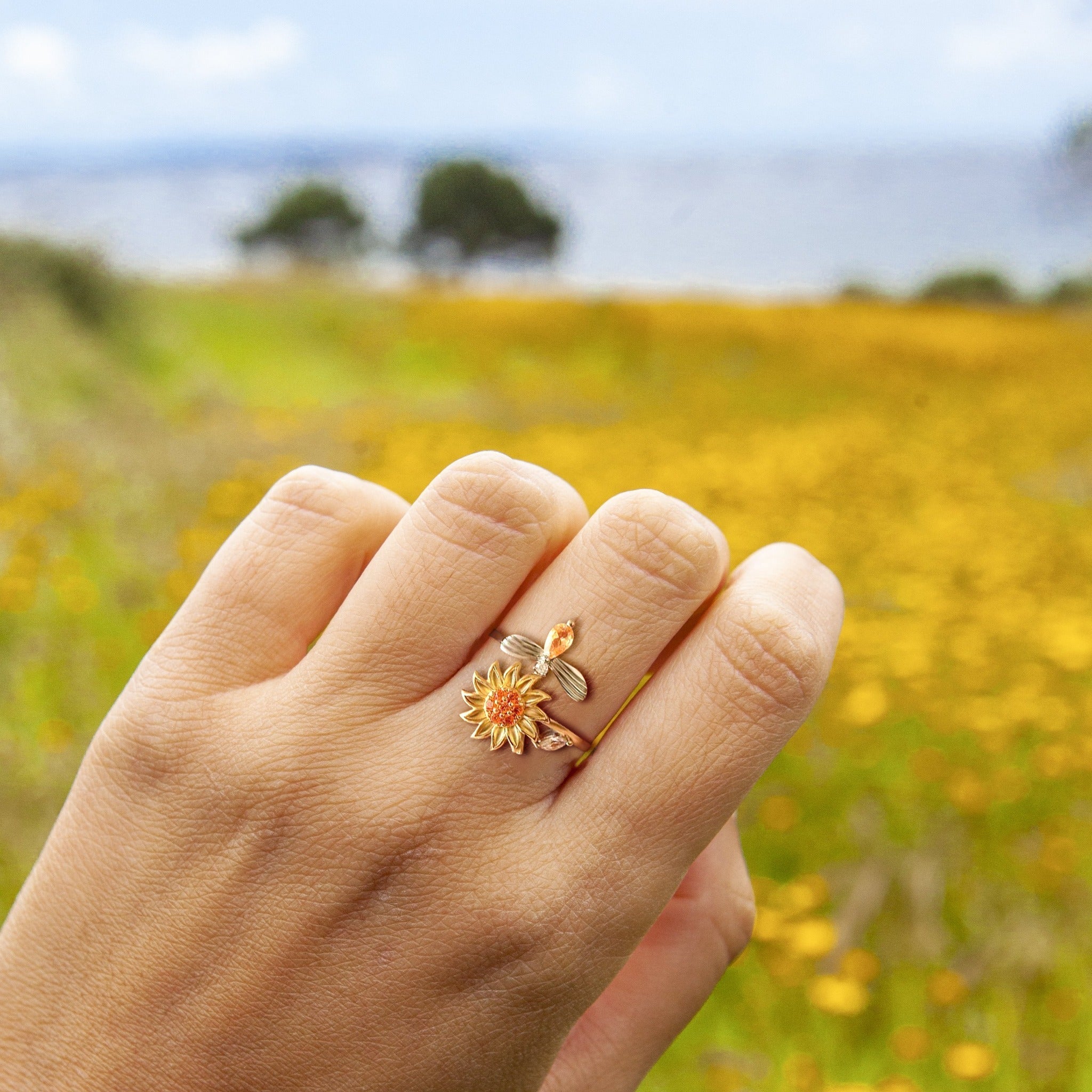 To My Daughter Sunflower Anxiety Ring